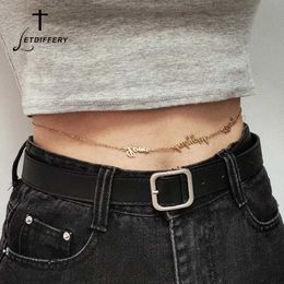 Belly Chains Letdiffery Custom Waist Chain Sexy Stainless Steel Body Chain for Women Personalized Name Belly Waist Chain Beach Jewelry Z0508