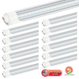 T8 LED Tube Light R17d 8ft 2.4m LED V Shape Double Glow Light For cooler door LIGHTS led lighting fluorescent lamp for shop garage direct wire no ballast