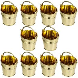 Gift Wrap 10 Pcs Storage Organizer Wedding Favor Pail Containers Gold Food Baskets Children Metal Bucket Tin Buckets