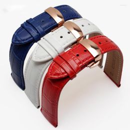 Watch Bands High-quality Leather Accessories 18mm 19mm 20mm 21mm 22mm Strap With Rose Gold Butterfly Buckle