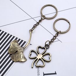 Original Lucky Four Leaves Clover Key Chains New Fashion Bag Buckle Pendant Leaf Keychain For Car Keyrings KeyChains Women Jewelry Men Gift