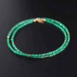 Chains DAIMI Zambian Natural Emerald Beaded Necklace Female 18k Gold Colour Treasure Pendant Gift Customization