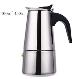 Coffee Pots Stove top moka stainless steel coffee maker Italian Philtre espresso machine coffee percolator tool mocha cafetiere 100/200/300/450ml P230508