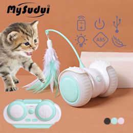 Toys Remote Control Toys For Cat Smart Automatic Interactive Electric Cat Toy Feather Stick Intelligent Rolling Led Teasing Car Usb