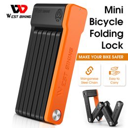 Bike Locks WEST BIKING Foldable Bicycle Lock Security Anti-theft Cycling Lock MTB Road Bicycle Accessories Scooter Electric Bike Chain Lock 230508