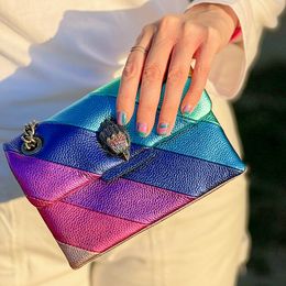 Genuine leather Kurt Geiger rainbow clutch bag Luxury london Designer Women Man Shoulder Bag handbag toiletry tote jodie crossbody mini pochette wallet chain Bags