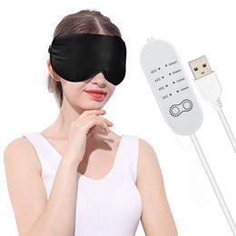 Eye Massager USB heated eye mask can be reused USB silk steam eye mask Eye mask for eye care of eye shadow puffing anti dark round patch 230506