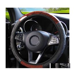 Steering Wheel Covers Car Er Steeringwheel Peach Wood Grain Leather Embossing Ers Suitable Accessories Drop Delivery Mobiles Motorcy Dhdkz