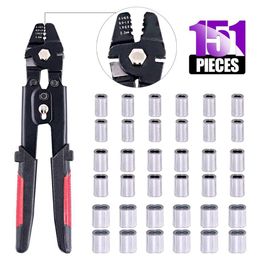 Accessories WX711 Wire Rope Crimping Tool Wire Rope Swager Crimpers Fishing Plier with 150pcs Crimp Sleeves Kit