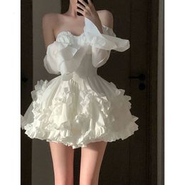 Party Dresses Vintage Temperament Women s Summer Exquisite and Unique White Tube Top Tutu Sleeveles for Women 2023 230508