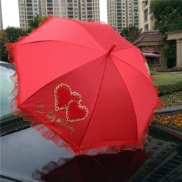 Umbrellas Designer Red Umbrella Women Lace Uv Protection Strong Windproof Folding Umbrella Luxury Wedding Parasoles Rain Gear GXR35XP 230508