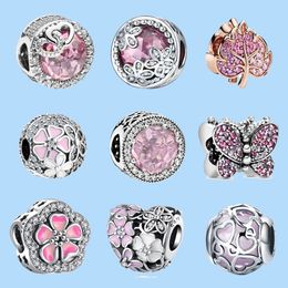 925 sterling silver charms for pandora Jewellery beads Pink series Butterfly Firefly Pendant DIY Fine