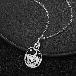 Pendant Necklaces Mystical Witchcraft Magic Bottle Necklace Laser Cut Stainless Steel Celestial Charm Fashion Jewellery YP8754