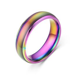 6MM Width Stainless Steel Mood Band Ring Colourful Colour Change Rings Jewellery for Gift