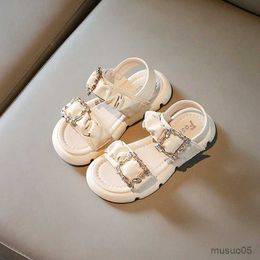 Sandals sandals girls to years Summer Children's Beige Shoes Kid's Sandal for girl child Soft Flat Beach Beading Shoes