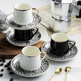 Coffee Tea Tools Add to Wish List 80ml Turkish Espresso Cups With Saucer Ceramic Cup Set For Black Tea Kitchen Coffee Drink Ware Home Decor Creative Gifts P230508