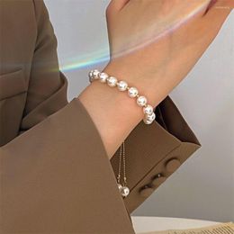 Strand European And American Beaded Pearl Bracelet Women's French Niche Design Long Tassel Adjustable