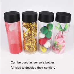 New 300ml Plastic Empty Juice Bottles with Black Lids Reusable Transparent Smoothie Water Bottle Coarse Cereals Storage Container