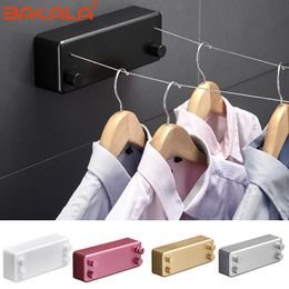 Organization Home 4M steel wire Invisible Wall Hanger Indoor Retractable Solid Clothesline Retractable Clothesline clothes dryer