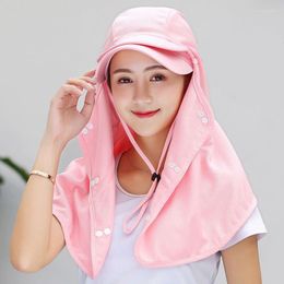 Wide Brim Hats 2023 Fashion Summer Multifunction Sun For Women UV Protection Face Neck Cap Shawl Set Mesh Breathable