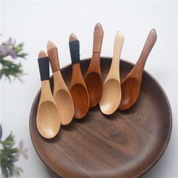 100pcs Japan Style Eco-Friendly Wooden Spoon Utensil Short Kitchen Cooking Sugar Salt Small Spoons Kitchen Tool