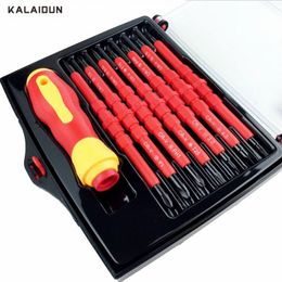 Screwdrivers KALAIDUN 14 IN 1 Screwdriver Set Multi-purpose Magnetic Electrican insulated Electric Hand scerwdriver set repair tools kit set 230508