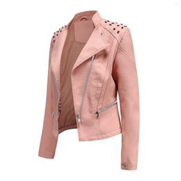 Women's Jackets Women Fleece Hoodie Jacket Ladies Lapel Motor Coat Zip Biker Short Punk Cropped Tops