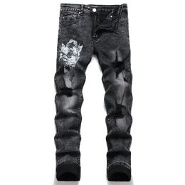 pantaloni designer maschi jeans pantaloni in denim maschi jeans pantaloni neri di alta qualità jeans dritti designer retrò streetwear skinny pantalone motociclisti impilati jeans uomini