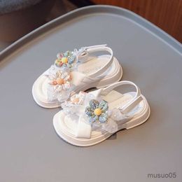 Sandals Toddler Girls Sweet Sandals Little Girls Open Toe Flower Lace Beach Shoes Kids Baby 3-16 Years Summer Square Heels Dress Shoes