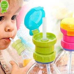 Kids Water Bottle Cap Spill Proof Juice Soda Water Bottle Twist Cover Cap with Straw Safe Drink Straw Sippy Cap Feeding for Kid