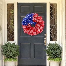 Decorative Flowers Easy To Hang 4th Of July Wreath Welcome Door Garland Festival Supplies