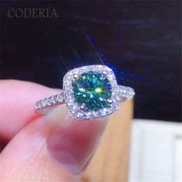 Solitaire Ring Real 2CT Green Wedding Ring 925 Silver Jewelry Pass Diamond Test Excellent Cut Gemstone Rings Women Cocktail Jewelry 230508