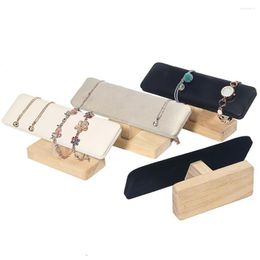 Jewelry Pouches Bracelet Display Stand Soft Fabric Smooth Edge Anti-scratch Wood Holder Shop Windows Anklets Chain Rack