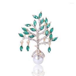 Brooches Crystal Rhinestone Tree Brooch Niche Design Women's Corsage Jacket Sweater Accessories Elegant Pin Wedding Badge