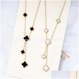 Pendant Necklaces Double Side Clover Necklace White Black Red Flower Jewelry For Women Gift Drop Delivery Pendants Otlza