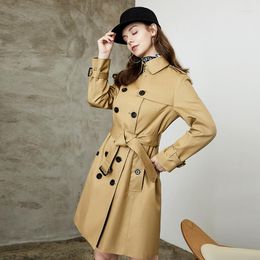 Women's Trench Coats Spring Autumn Women British Style Double Breasted Coat Slim Classic Cotton Windbreaker Female Waterproof Jacket