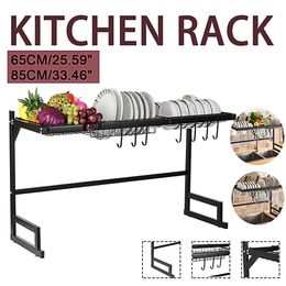 Organisation 65/85cm Kitchen Dish Shelf Organiser Dishes Drying Rack Over Sink Holder Draining Rack Storage Countertop Utensils Holder