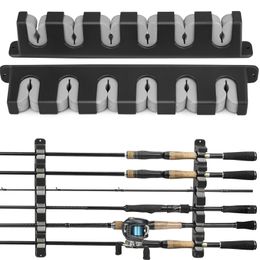 Fishing Accessories THKFISH 2 Pcs Rod Holder Stand Kit 6 Holes Black ABS Plastic Wear resistant Durable Horizontal Wall mounted Pole Rack 230508