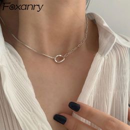 Chains 925 Stamp Splicing Chain Necklace Fashion Hip Hop Vintage Simple Geometric Design Party Jewellery Couples ChokerChains