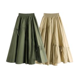 Skirts Spring High Waist Thin Medium Long Irregular Drawstring Bow Large Swing Skirt Women's Umbrella Skirt Solid summer skirt 230508