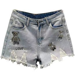 Mode kvinnors shorts kvinnor jean strand byxor kort rak sommar smal denim bälte breda byxor fitness slitage