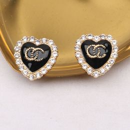 18K Gold Plated 925 Silver Luxury Brand Designers Letters Stud Earrings Multi Colors Women Crystal Rhinestone Pearl Earring Wedding Party Jewerlry