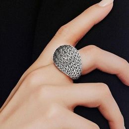 Cluster Rings Brand Cool Big Punk Vintage Thai Silver Bird Nest Ring Female Male Gifts