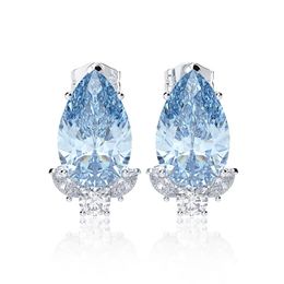 Handmade Water Drop Stud Earring AAAAA Zircon 925 sterling silver Jewelry Engagement Wedding Earrings for Women Bridal Gift