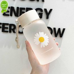500ml Plastic Straw Cup Cute Daisy Flower Bear Cup Transparent Water Bottles Cartoon Drinkware Frosted Leak-proof Cup