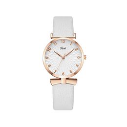 HBP Luxury Ladies Watches White Dial Fashion Leather Strap Casual Business Watch Stainless Steel Bezel Quartz Wristwatches