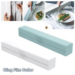 Organization Fixing Foil Cling Film Wrap Dispenser Food Wrap Dispenser Cutter Plastic Sharp Cutter Storage Holder Kitchen Tool Accessories