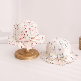 Hats Pastoral Wind Flower Small Big Bow Basin Hat Girl Spring And Autumn Outing Sun Shade Baby Cartoon Cute Fisherman