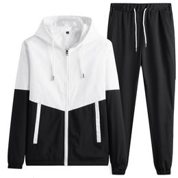 Men's Tracksuits Men's Sportswear Breathable Male Gym Clothes Men's Thin Hooded Casual Jacket Jogging Trousers Men 2 Pcs/Set Sports Sets M-6XL 230508