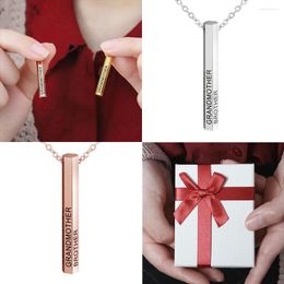 Pendant Necklaces MYLONGINGCHARM Personalised Hexagon Bar Necklace 6 Sides Pendants Custom Names Or Date Stainless Steel